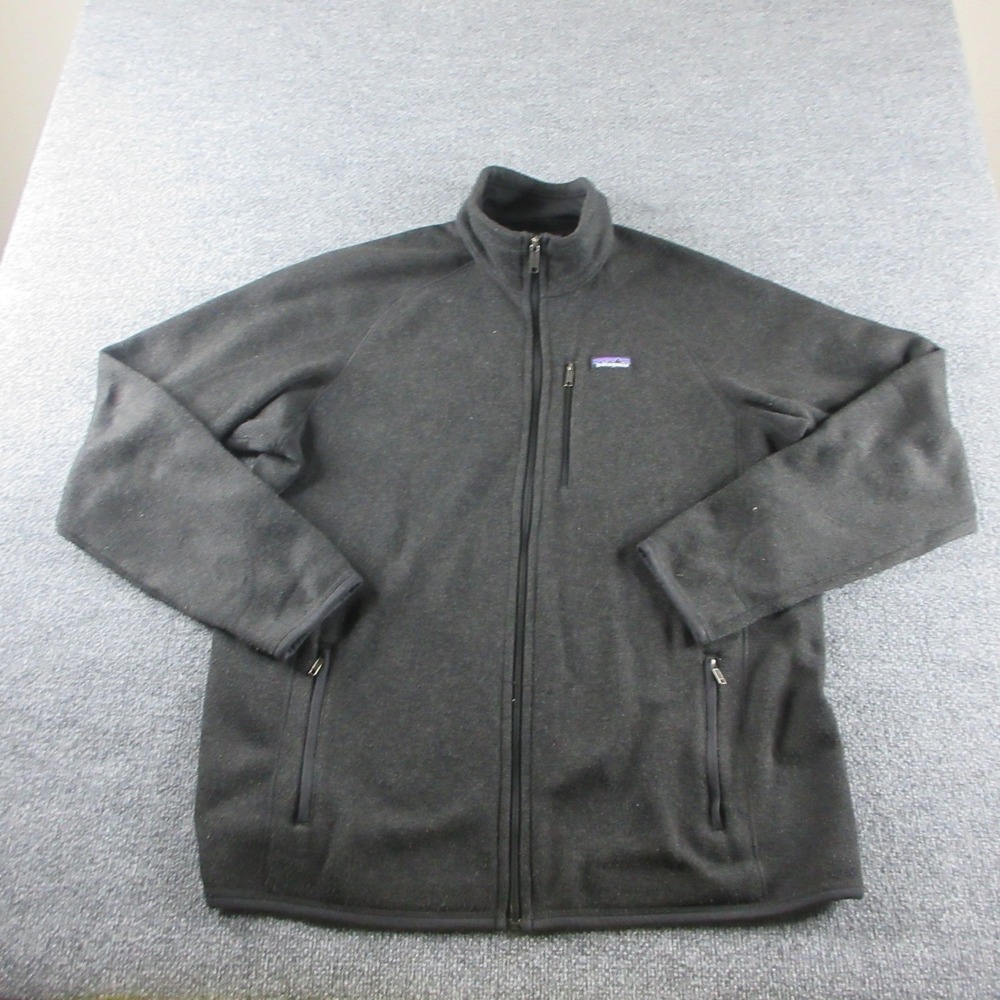 Patagonia Jacket Mens 2XL Gray Fleece Full Zip Stand Collar Pockets Outdoor